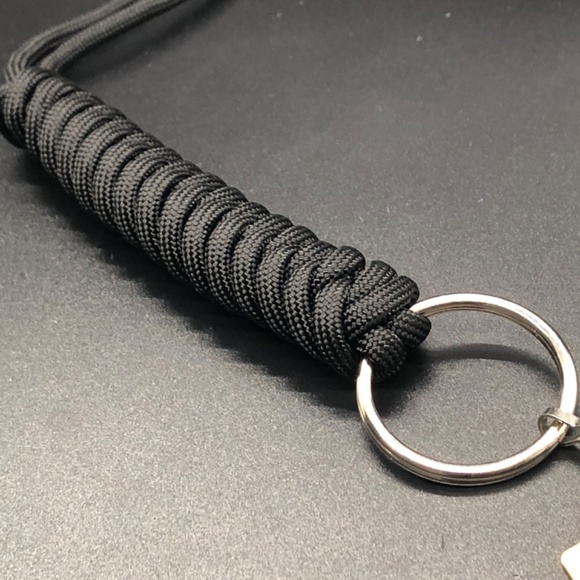 Id Lanyard Black Paracord Key Chain Badge Necklace 18" - Picture 2 of 10